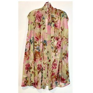 Coldwater Creek Sheer Floral Topper one size fits up to 2x roses floaty